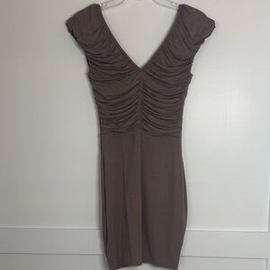 Chic Ruched Mini Dress in Brown size 8 in great condition